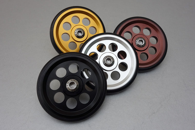 The new colours and sizes of installations bolts are now in both 66mm and larger 88mm versions of the EZY Wheels.